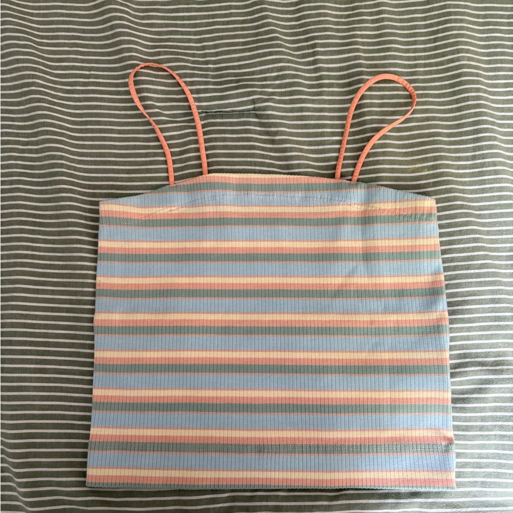 American Eagle Blue and Pink Camisole with Stripes